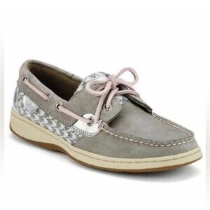 Sperry Top-Sider Bluefish Charcoal & Pink Houndstooth Boat Shoe